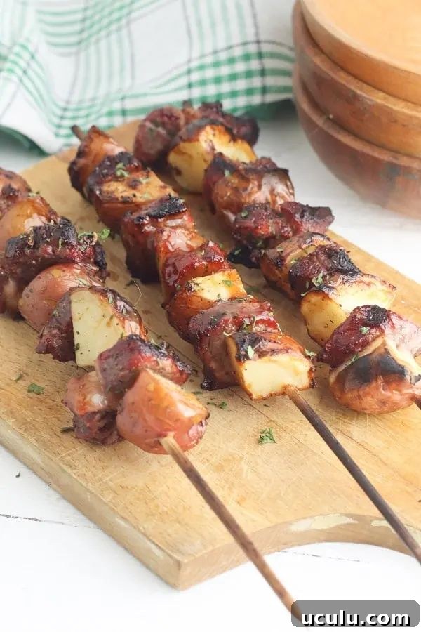 grilled steak and potato kabobs