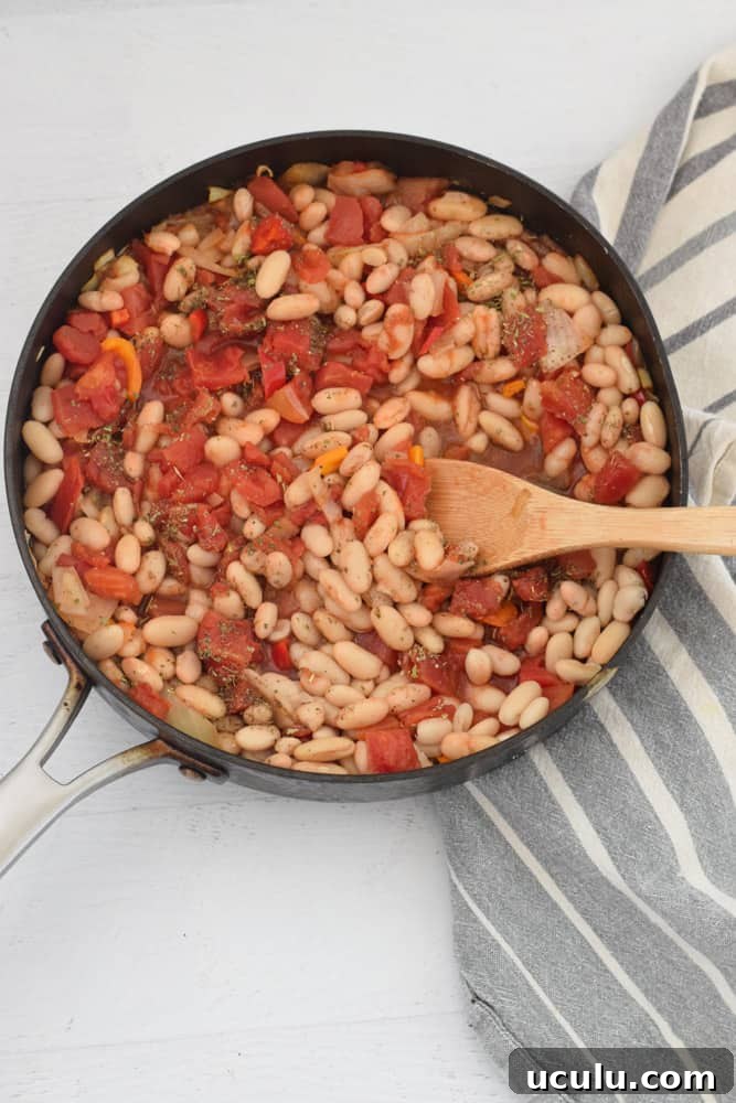 vegan white bean and tomato skillet