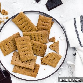 homemade graham crackers overhead on a plate