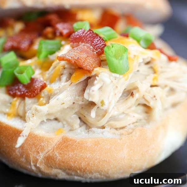Low-Carb Instant Pot Recipes for Quick Weeknight Meals 5 closeup of crack chicken on the bottom half of a hamburger bun
