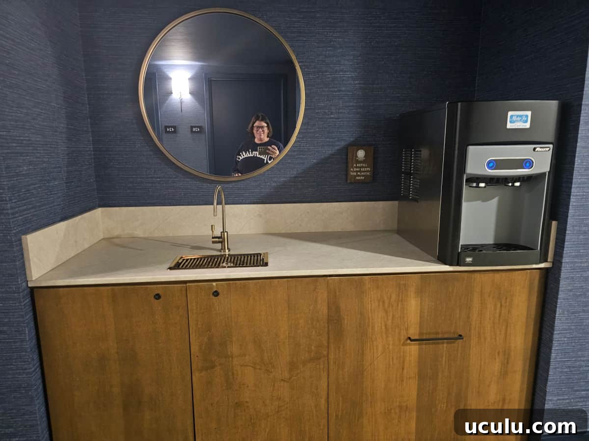 The Bradley Hotel in Fort Wayne, Indiana — Historic Tour Video 8 water bottle refill counter with sink and ice machine