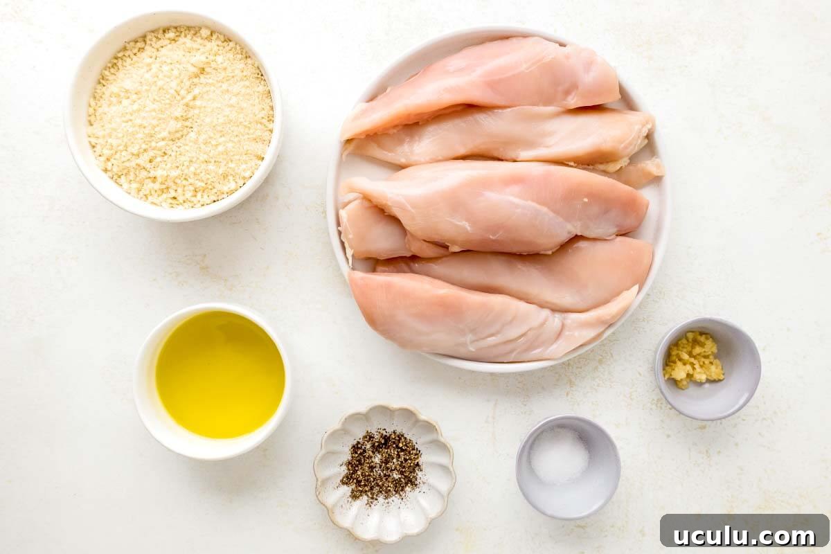 ingredients for pan fried breaded chicken cutlets