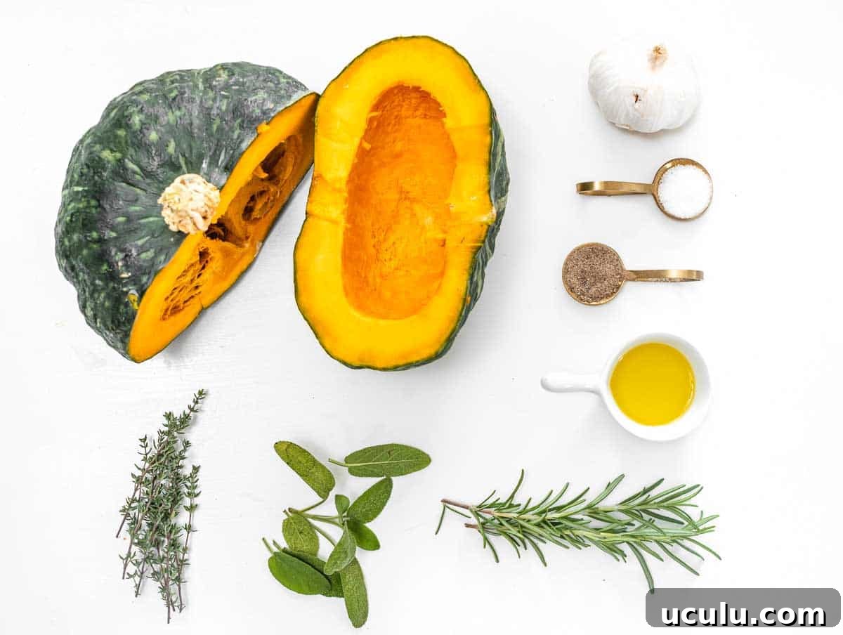 Roasted Kabocha Squash Recipe with Crispy Herb Crust 4 ingredients for roasted winter squash
