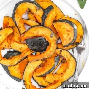 Roasted Kabocha Squash Recipe with Crispy Herb Crust 12 Roasted kabocha squash on a white plate
